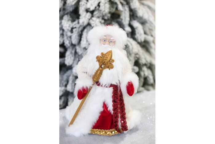 Дед Мороз бело-красный музык 40см