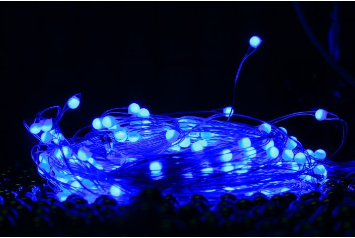 Электрогирлянда капелька росы Светодиодная 100 ламп, 10 м, синий