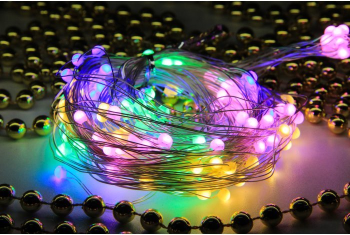 Электрогирлянда капелька росы Светодиодная 100 ламп, 10 м, разноцветный