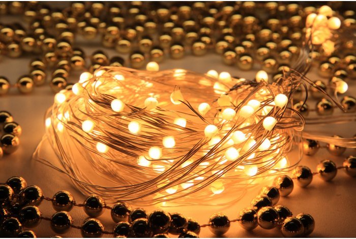 Электрогирлянда капелька росы Светодиодная 300 ламп, 30 м, теплый желтый