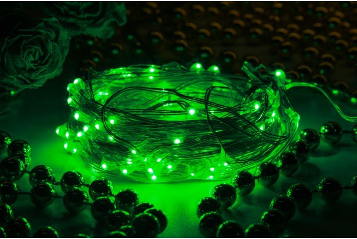 Электрогирлянда капелька росы Светодиодная 100 ламп, 10 м, зеленый