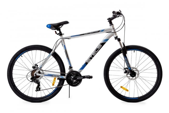 Велосипед 27,5 Stels Navigator-700 MD  F010 19"  Серебристый/синий