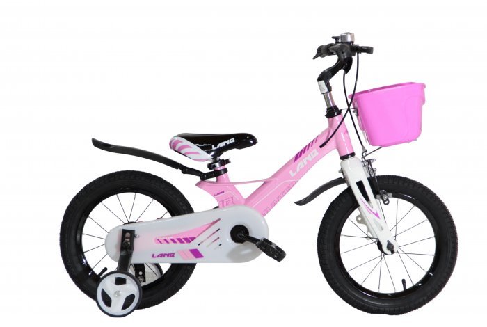Велосипед LANQ 14" алюм. рама, руч. тормоза (розовый)
