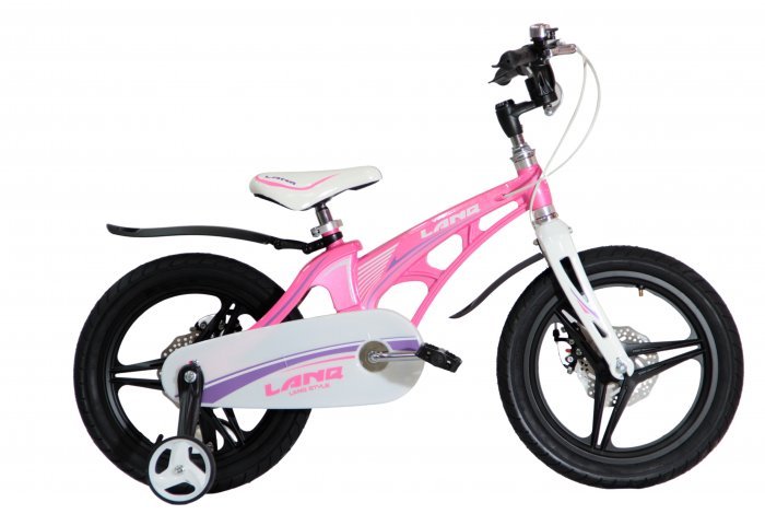Велосипед LANQ 16" алюм. рама, руч. тормоза, литые обода, (розовый)