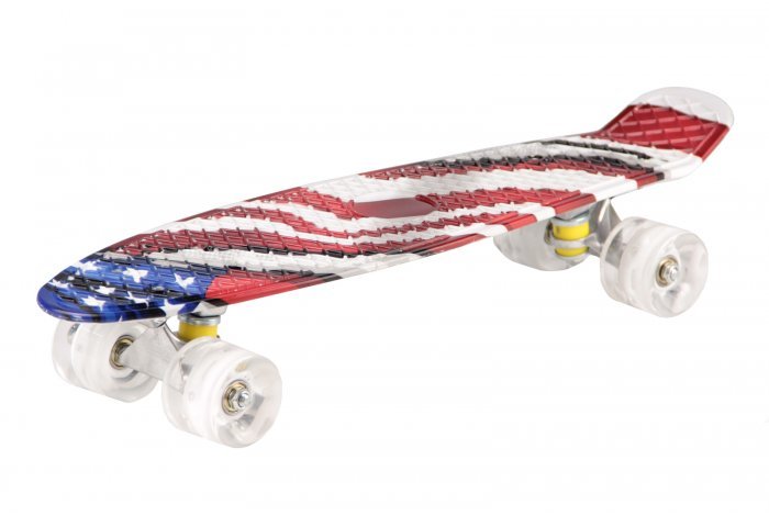 Пенни борд со светящимися колесами c рисунком USA 55см Принт
