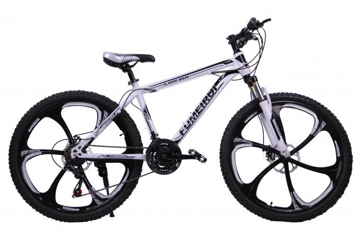 Велосипед скоростной "FUMEIRUI" 26 на литых дисках, 24 скорости, бело-черный