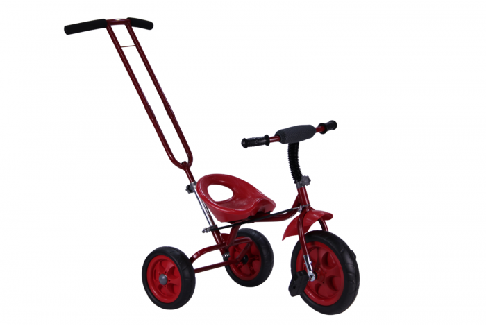 Детский трехколесный велосипед с родительской ручкой красный