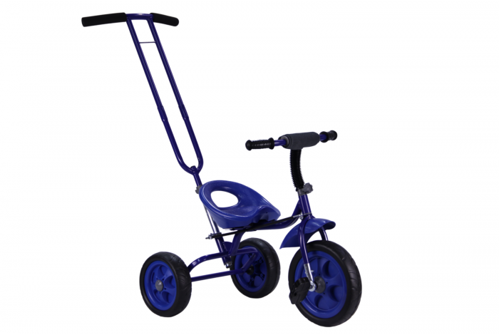 Детский трехколесный велосипед с родительской ручкой синий