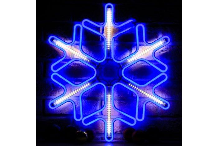 Каркасная светодиодная фигура Снежинка синий,60 см