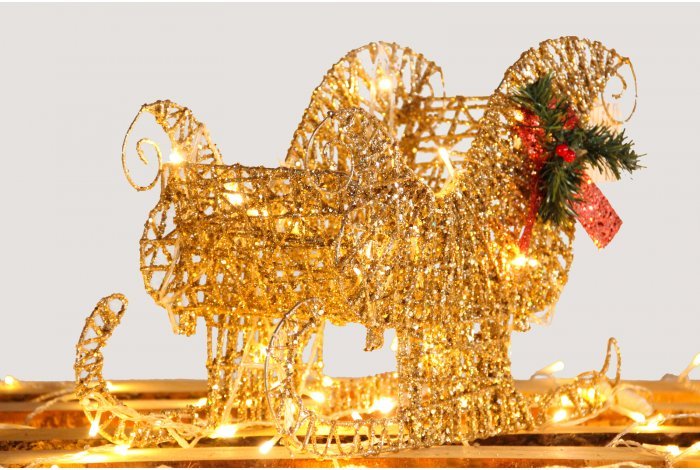 Фигура Санки светодиодные новогодние 60 см, каркасные, золотой 12 pcs