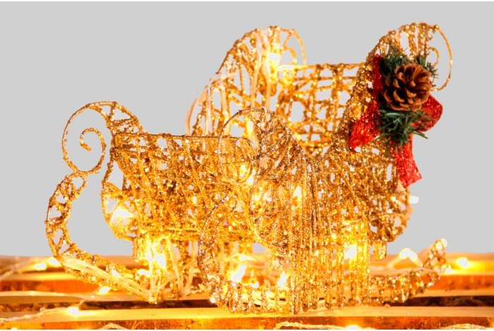 Фигура Санки светодиодные новогодние 50 см, каркасные, золотой 20 pcs