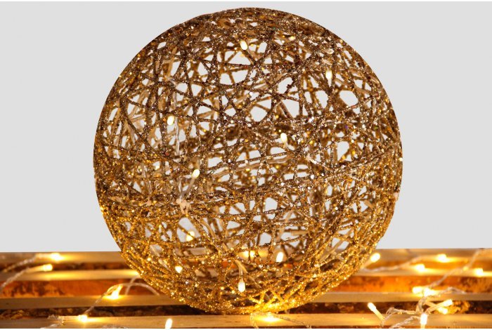 Фигура Шар светодиодный новогодний 30 см, каркасный, золотой, 20 pcs