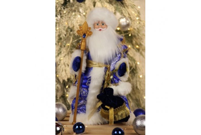 Музыкальная фигура Дед Мороз под елку 50см Синий 