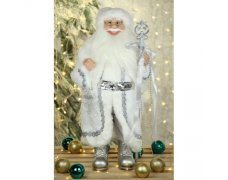 Фигура Дед Мороз под елку 60см "Серебристый с посохом" 