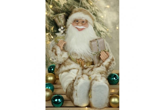 Фигура Дед Мороз сидячий "Золотистый" 60см