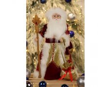 Музыкальная фигура Дед Мороз под елку 50см Красный с подарком