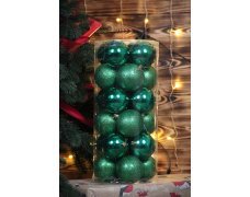Набор шаров на елку 24шт 8см зеленый