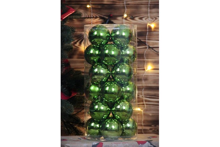 Набор шаров на елку 24шт 8см светло-зеленые