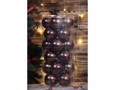 Набор шаров на елку 24шт 8см коричневый